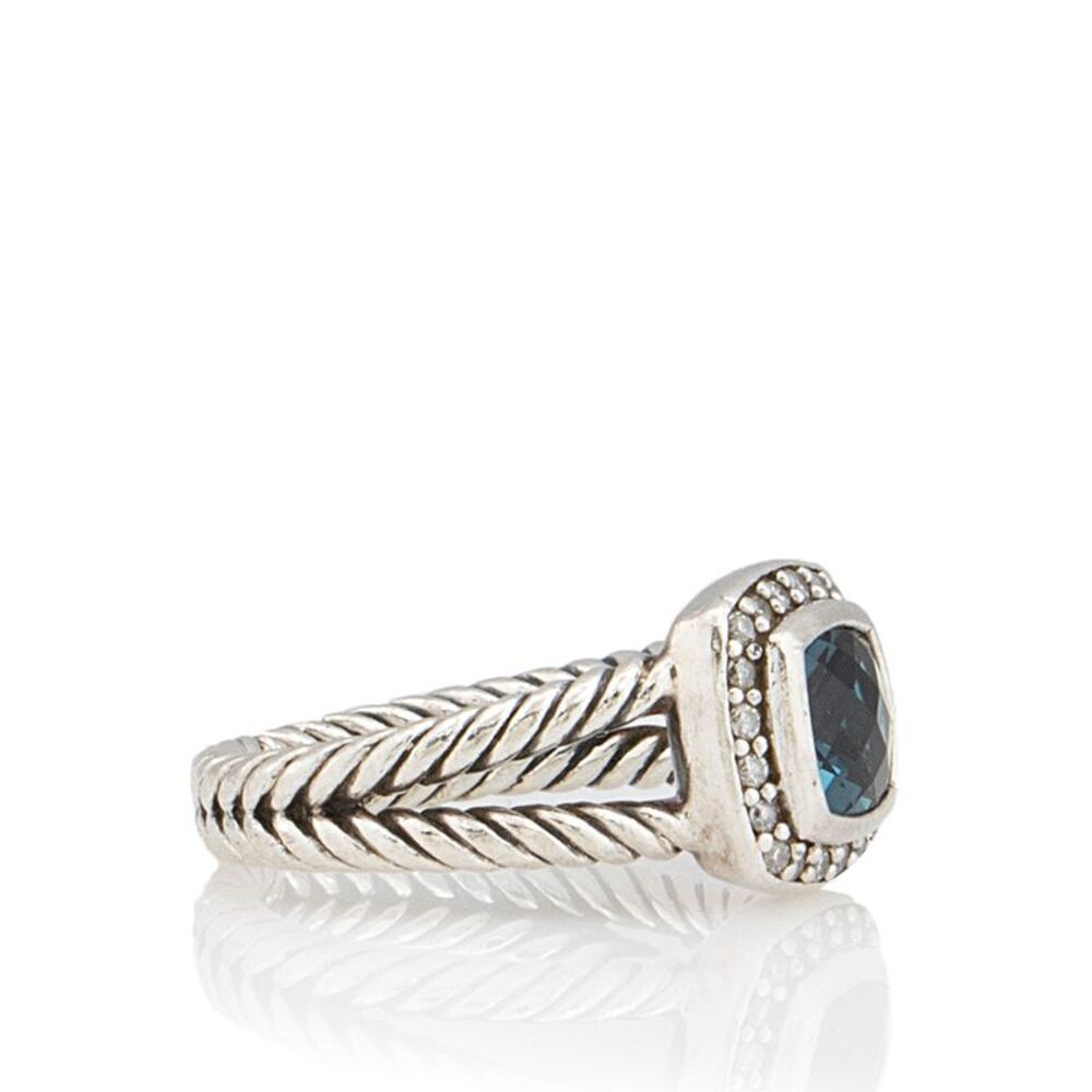 David Yurman Sterling Silver Diamond Topaz 7mm Petite Albion Ring - Size 7 - Picture 2 of 4